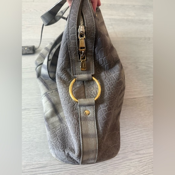 YSL Muse Embrossed Croc Suede With Leather Large Handbag - Picture 8 of 12